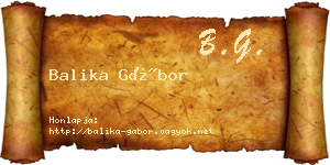 Balika Gábor névjegykártya